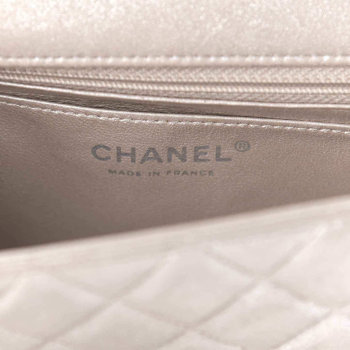 Metallic Lambskin Quilted Mini Rectangular Flap Silver