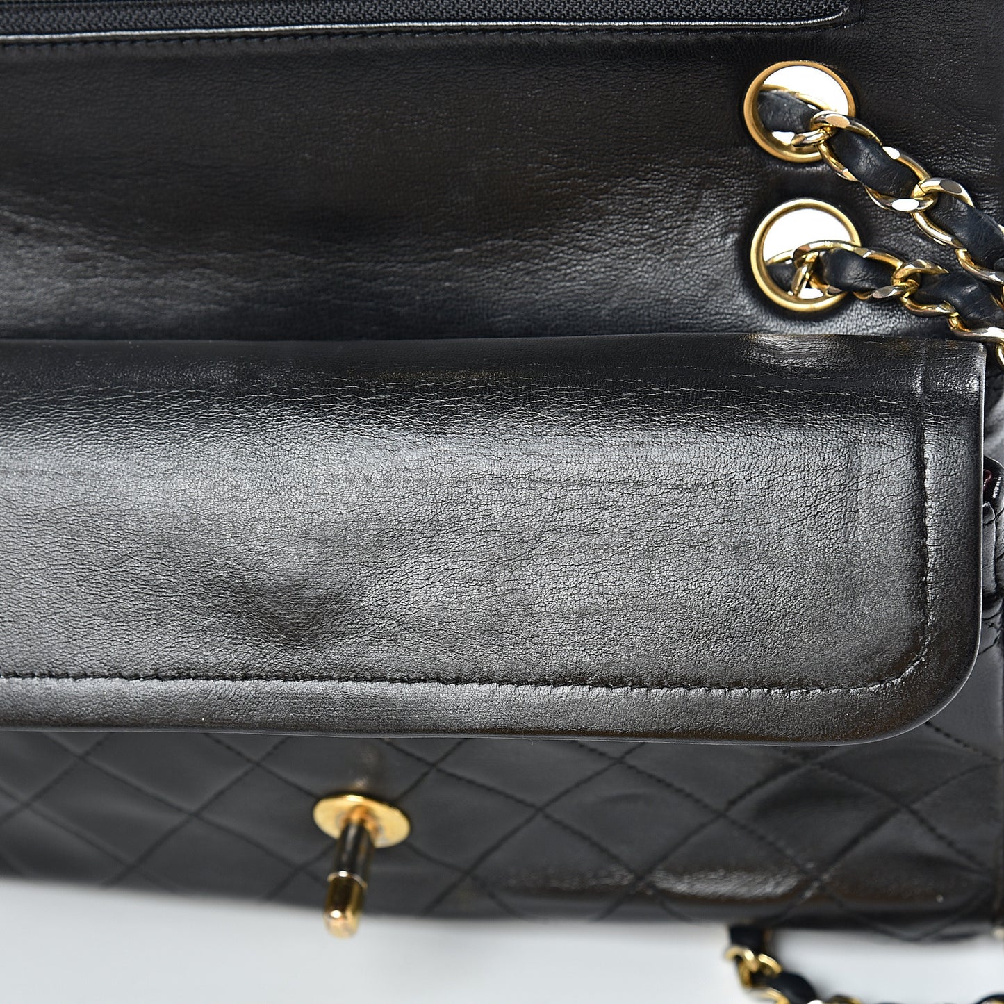 Lambskin Quilted Small Double Flap Black