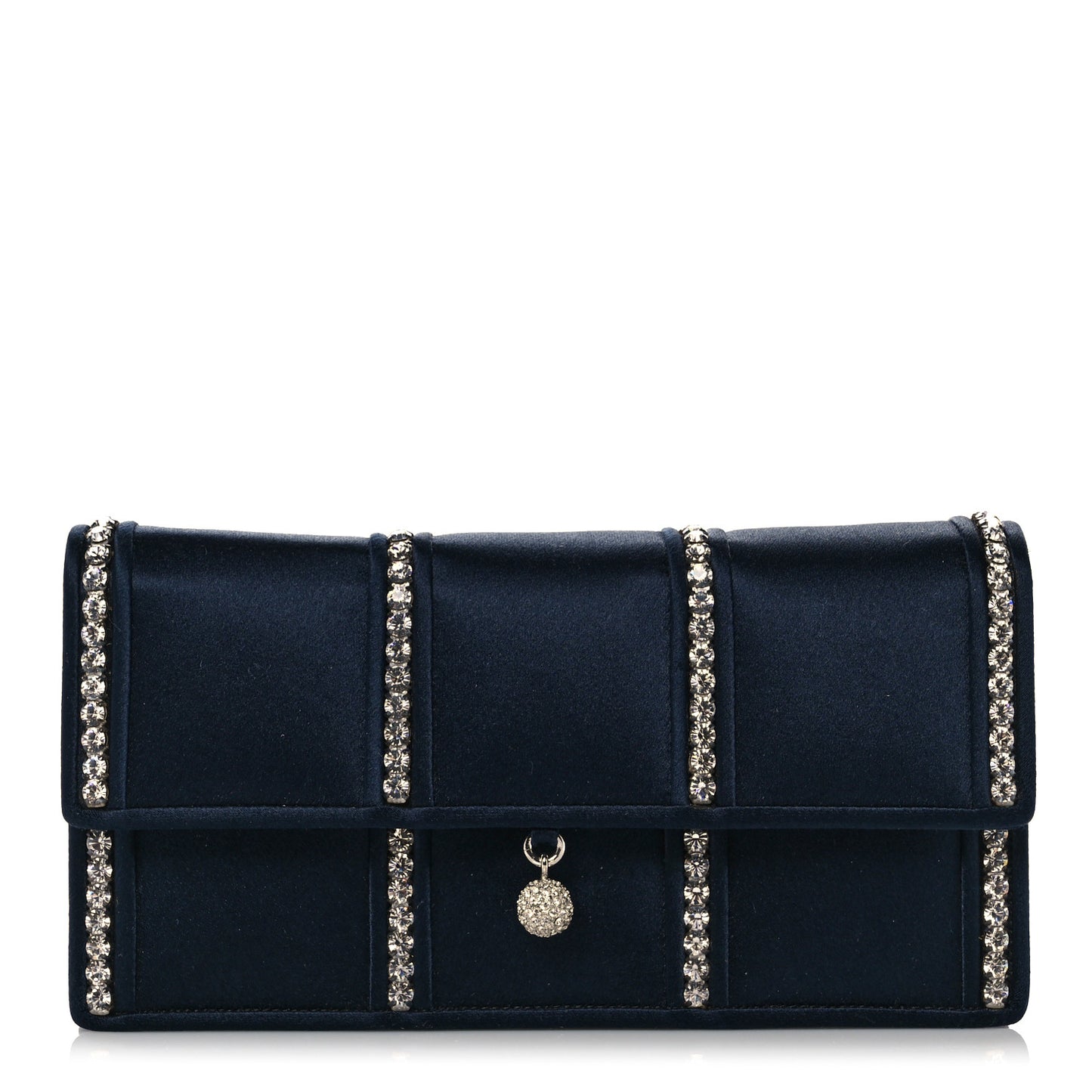 Crystal Satin Clutch Navy Blue