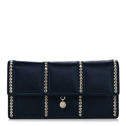 Judith Leiber Crystal Satin Clutch Navy Blue 1 of 9