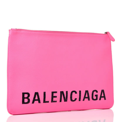 Balenciaga Calfskin Logo Large Zip Pouch Acid Pink 4 of 7