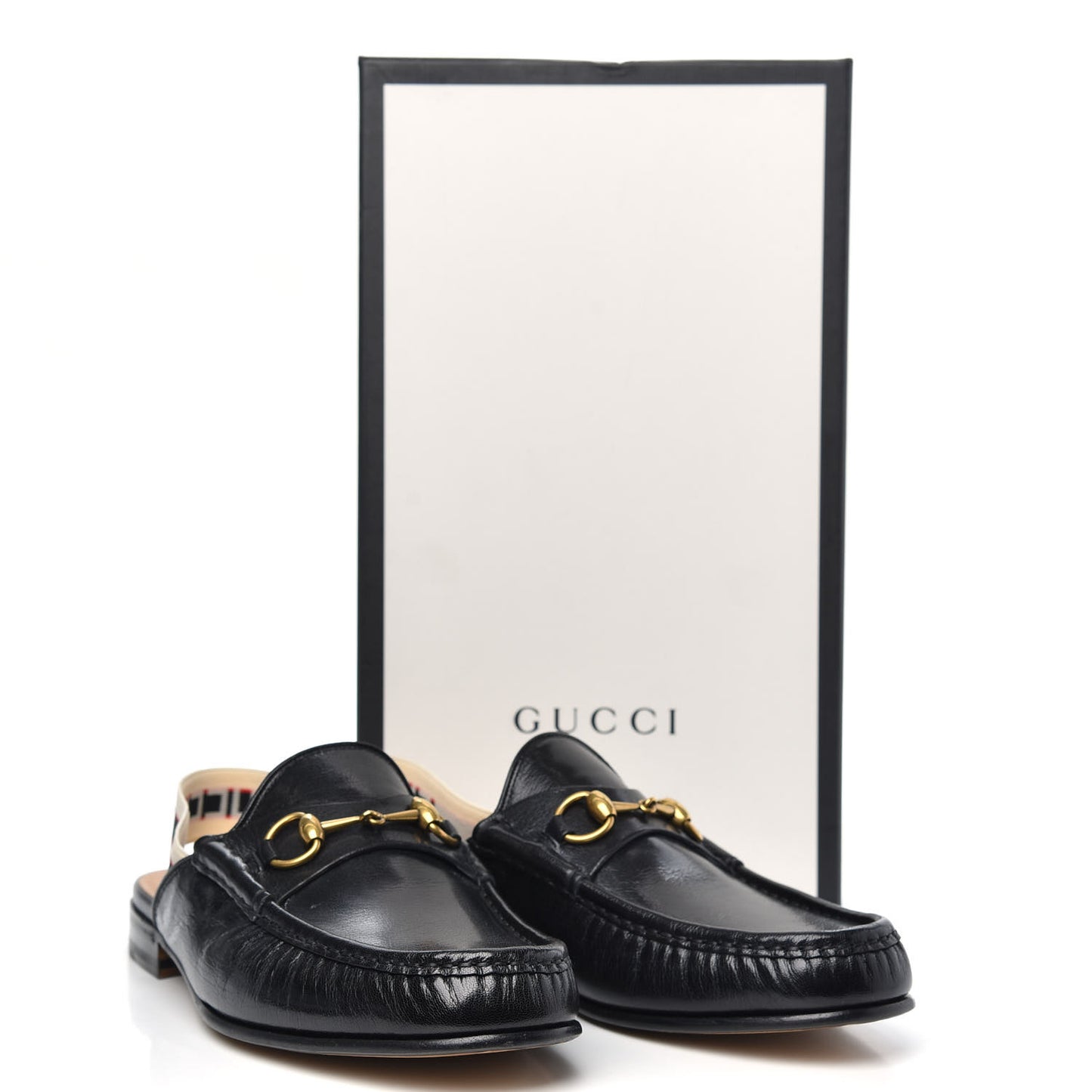 Goatskin Stripe Mens Horsebit Slingback Slippers 11 Black