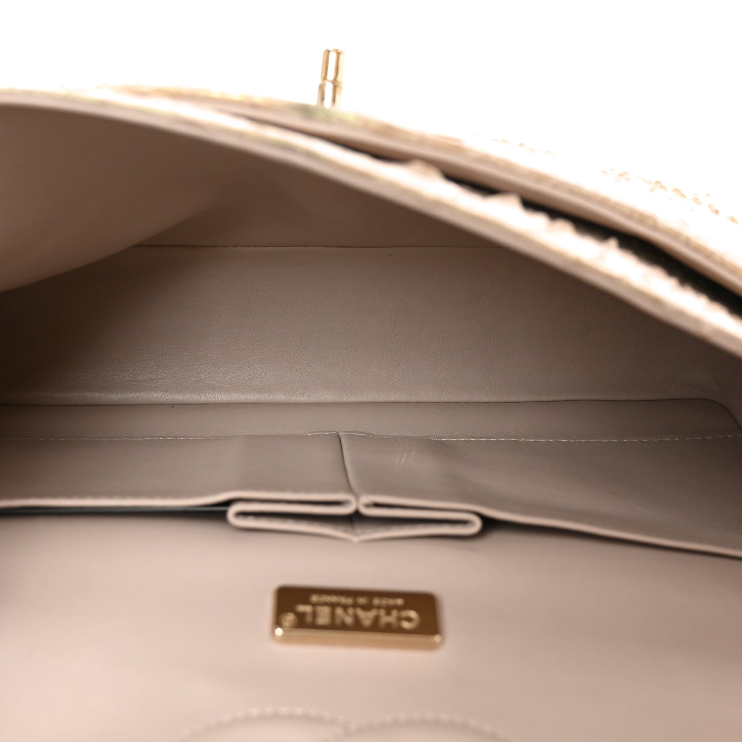 Chanel Metallic Snakeskin Medium Double Flap Light Beige 5 of 11