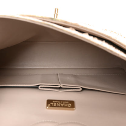 Chanel Metallic Snakeskin Medium Double Flap Light Beige 5 of 11