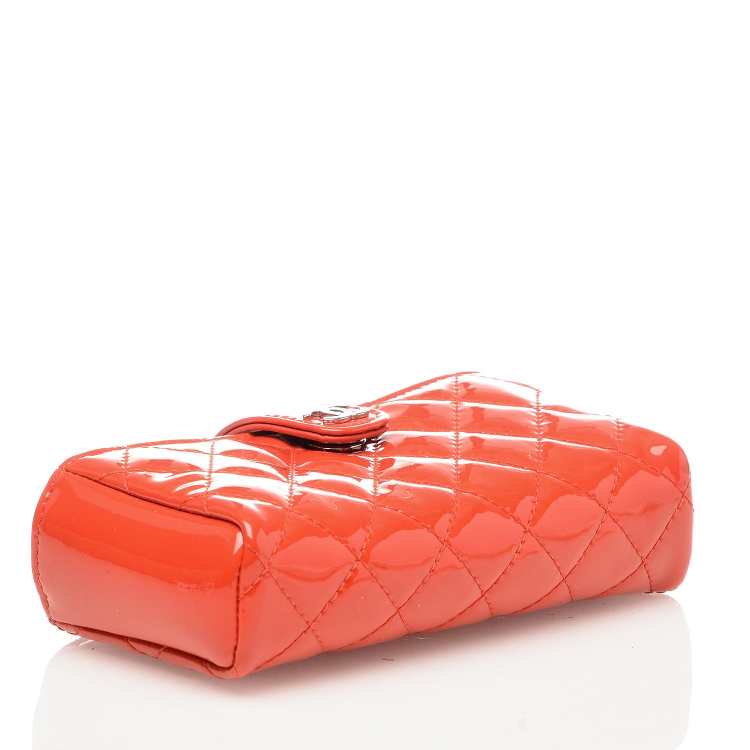 Chanel Patent Quilted Mini Phone Holder Clutch Red 4 of 8