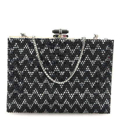 Judith Leiber Swarovski Crystal Minaudiere Clutch Black Silver 1 of 10