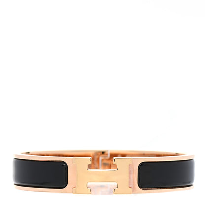 Hermes Enamel Narrow Clic Clac H Bracelet PM Black 1 of 4