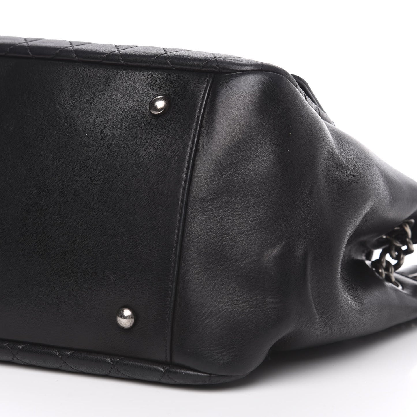 Lambskin Quilted Accordion Boy Flap Black