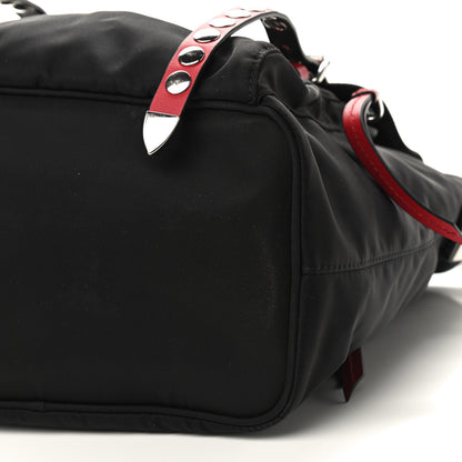 Prada Nylon New Vela Studded Messenger Black Fuoco 9 of 9