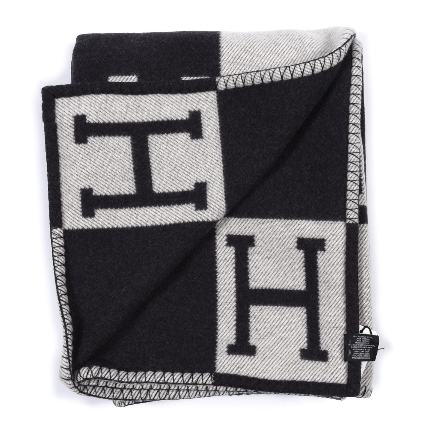 Wool Cashmere Avalon Blanket Ecru Gris Fonce