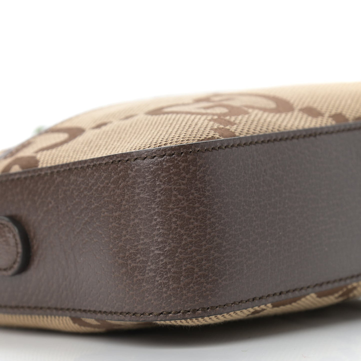 Monogram Jumbo GG Textured Dollar Calfskin Web Messenger Shoulder Bag Camel Ebony New Acero