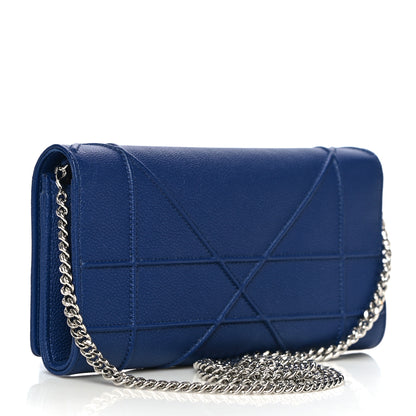 Christian Dior Grained Calfskin Diorama Croisiere Chain Wallet Blue 2 of 10