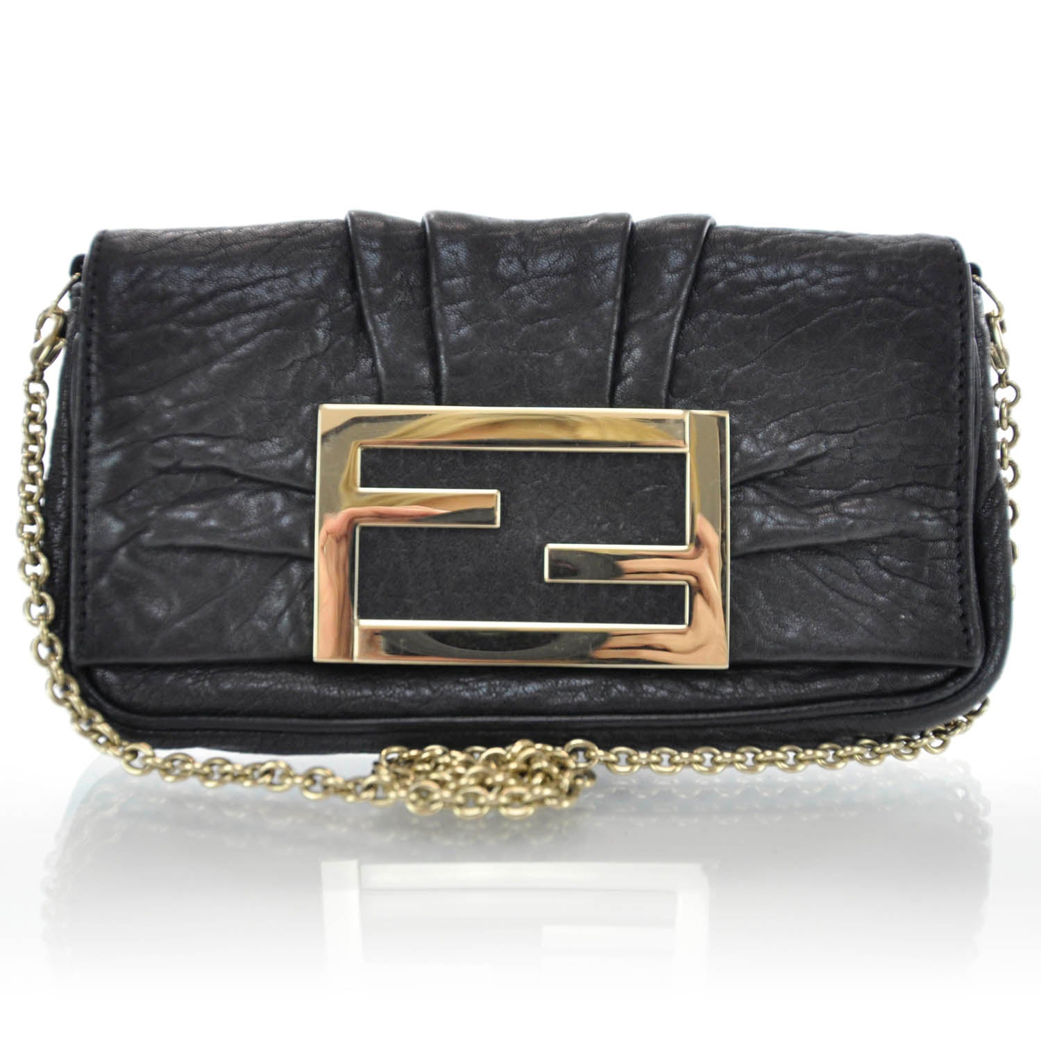 Fendi Crinkled Lambskin Mia Pochette Black 1 of 7