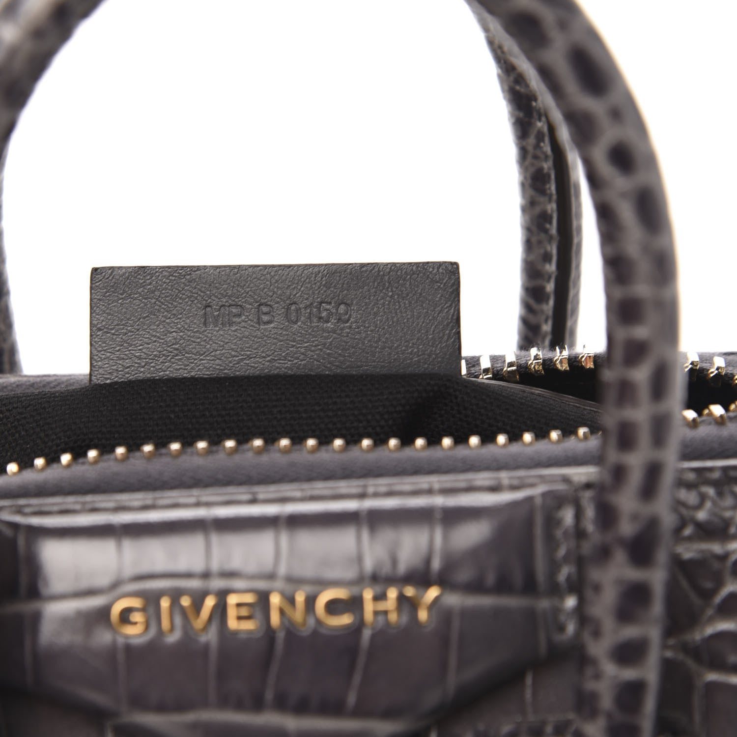 Givenchy Calfskin Crocodile Embossed Mini Antigona Storm Grey 7 of 10