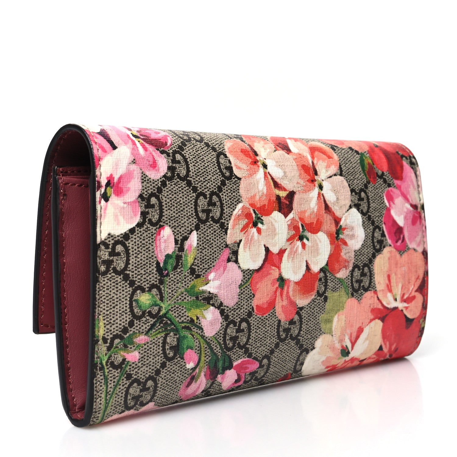 Gucci GG Supreme Monogram Blooms Continental Wallet Beige Multicolor Dry Rose 3 of 11