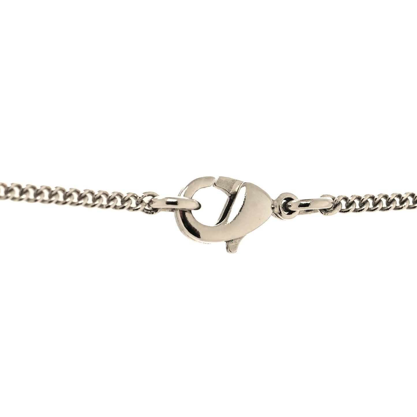 Metal Baguette Crystal Large CC Necklace Silver