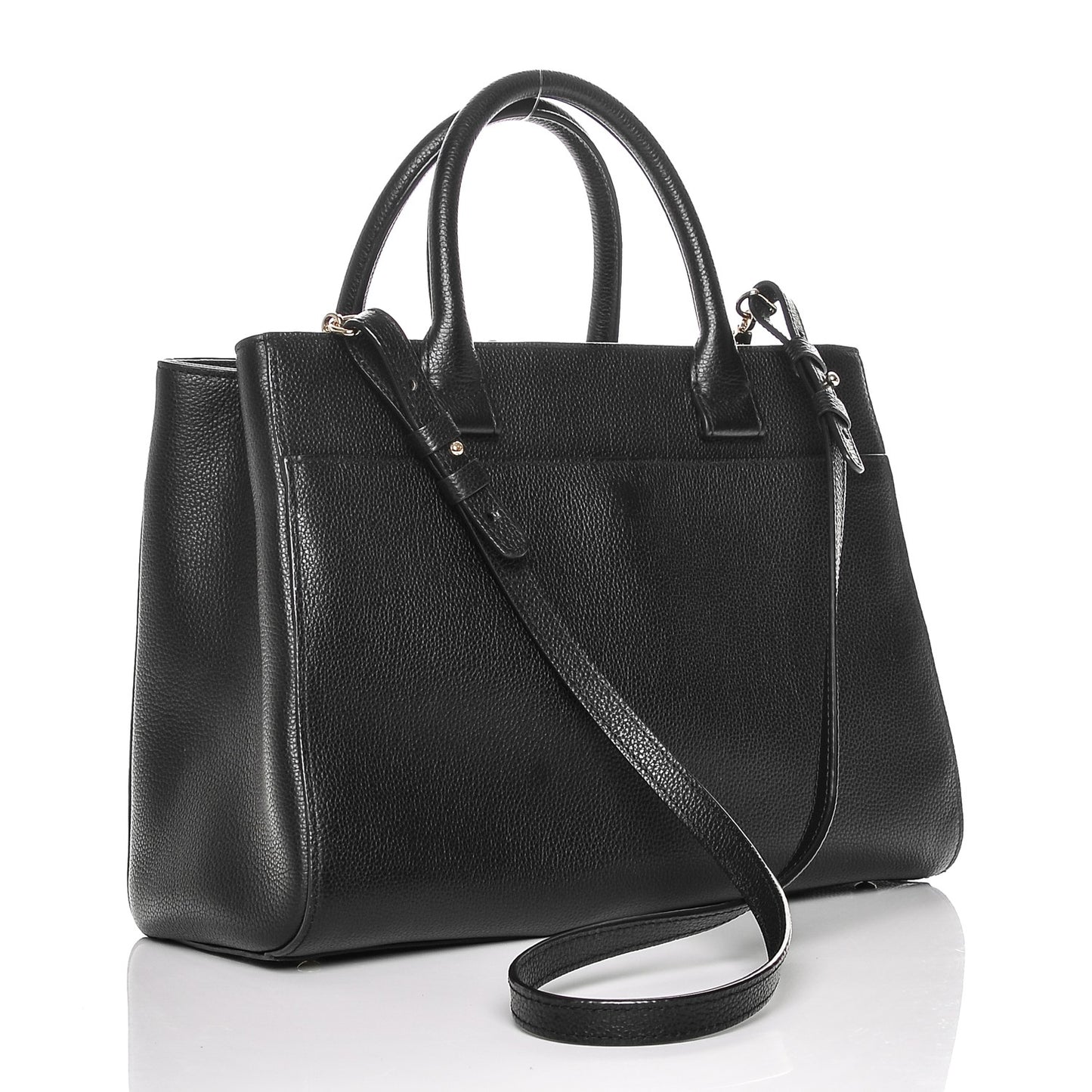 Grained Calfskin Small Neo Executive Shopper Tote Black