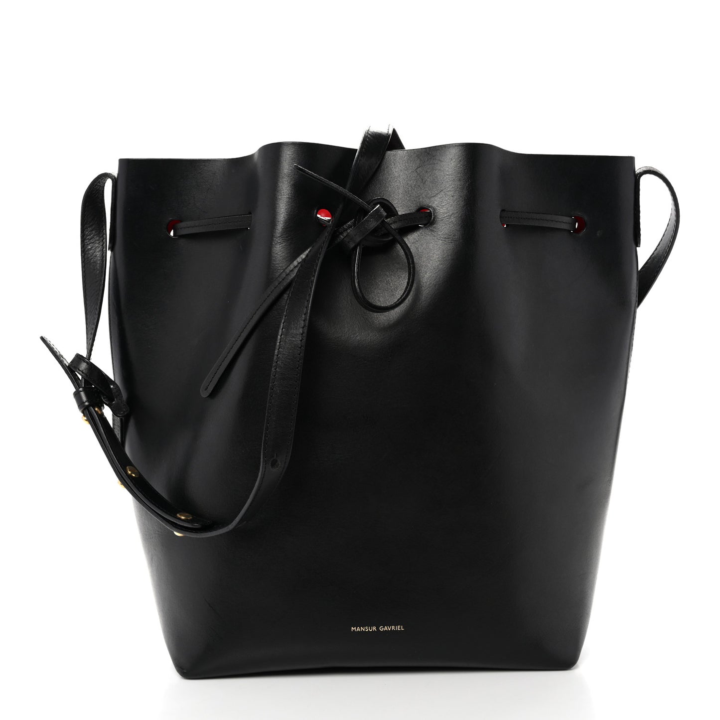 Vegetable Tanned Calfskin Bucket Bag Black Flamma