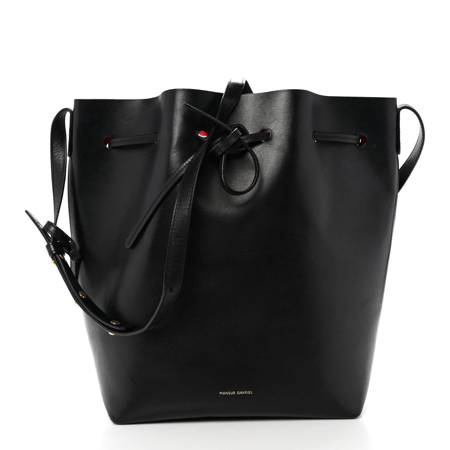 Mansur Gavriel Vegetable Tanned Calfskin Bucket Bag Black Flamma 1 of 15