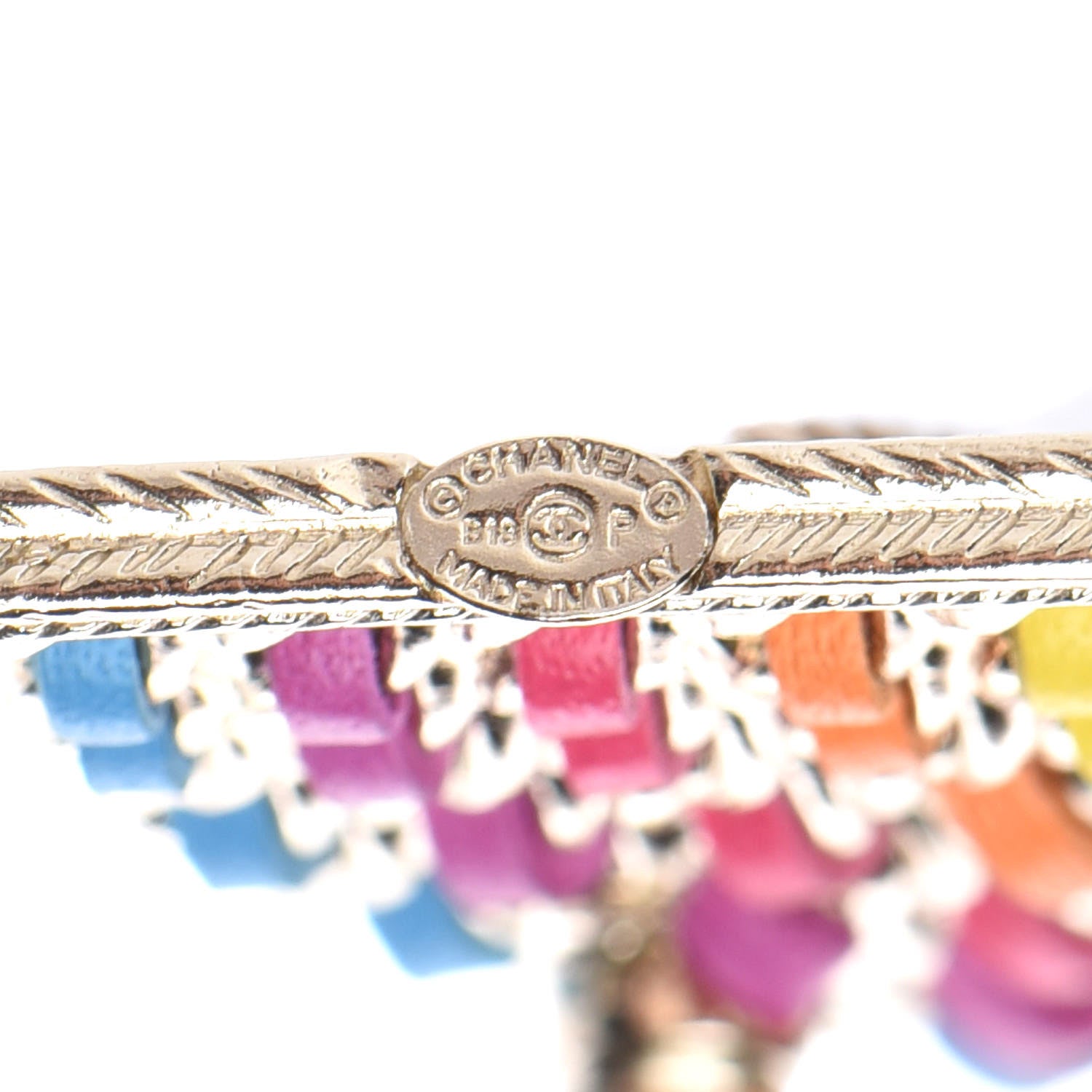 Chanel Lambskin Chain Rainbow CC Brooch Gold Multicolor 4 of 5
