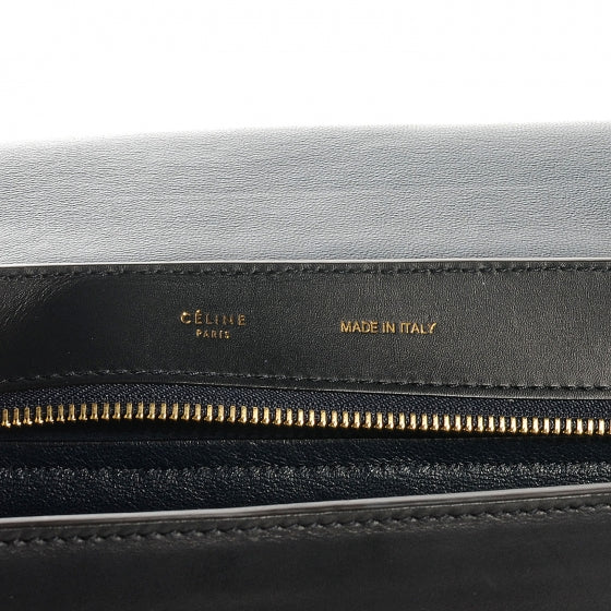 Calfskin and Suede Small Trapeze Navy Blue