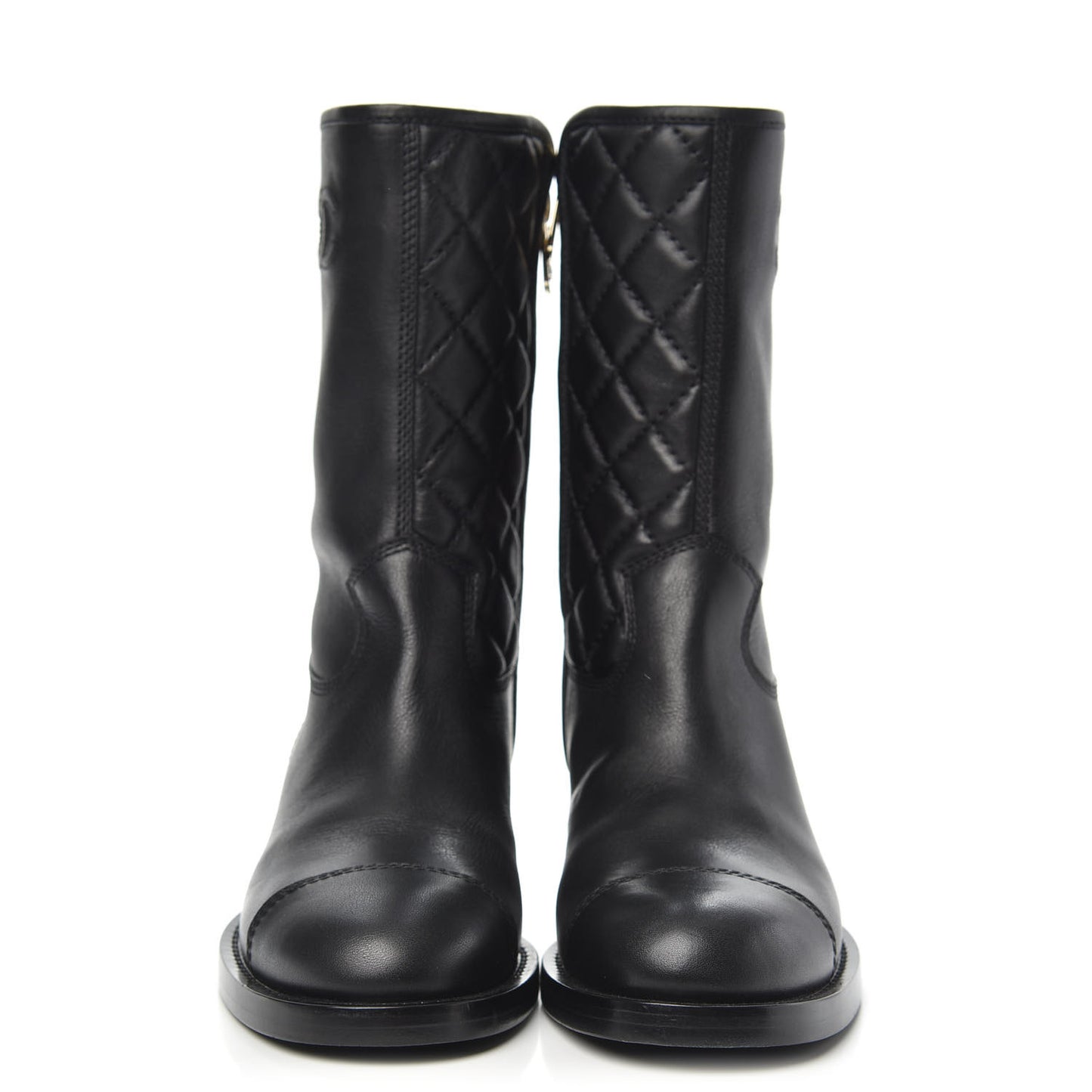 Calfskin Quilted CC Boots 38 Black