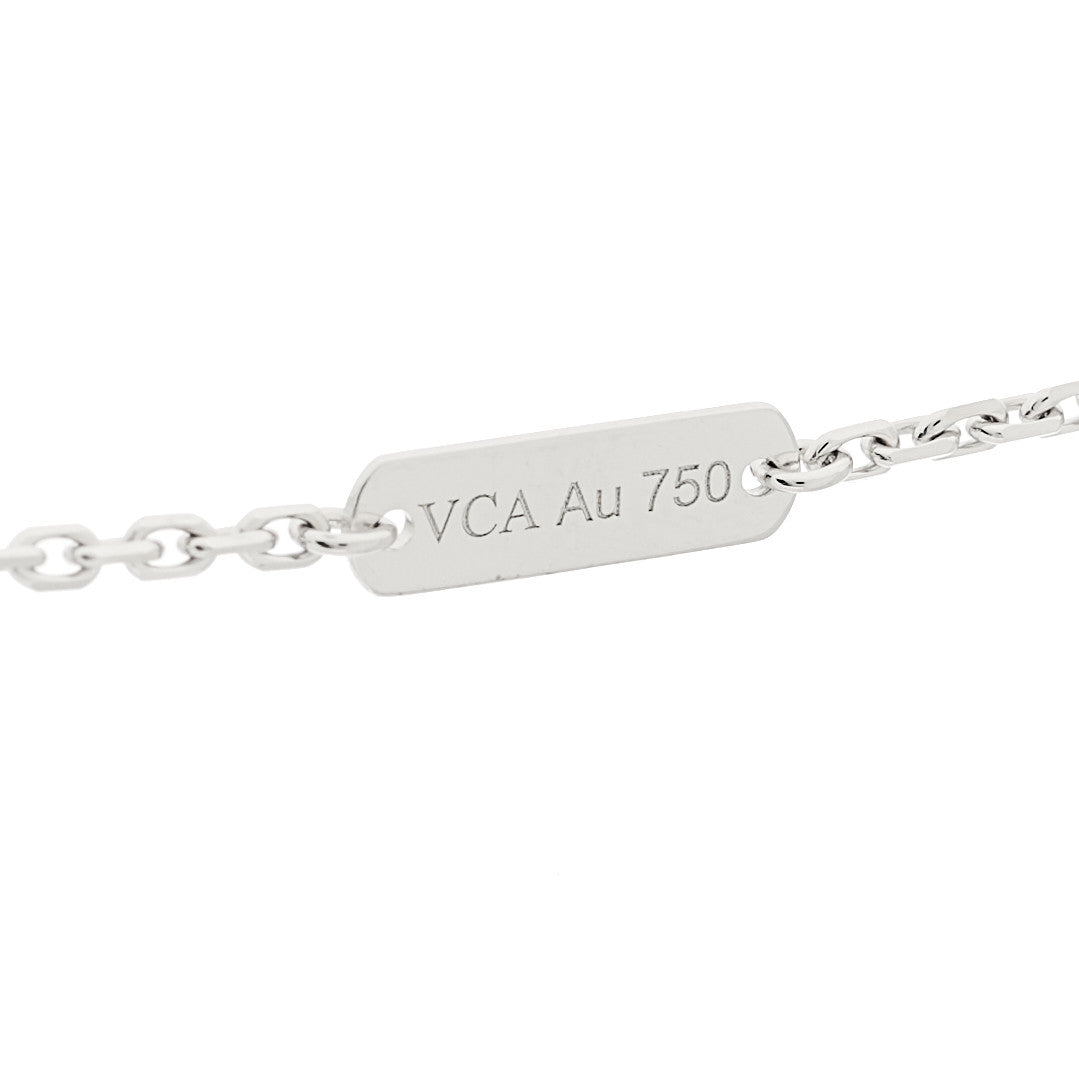 18K White Gold Guilloche Vintage Alhambra Pendant Necklace