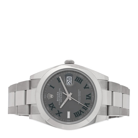Stainless Steel 41mm Oyster Perpetual Wimbledon Datejust Watch Slate 126300