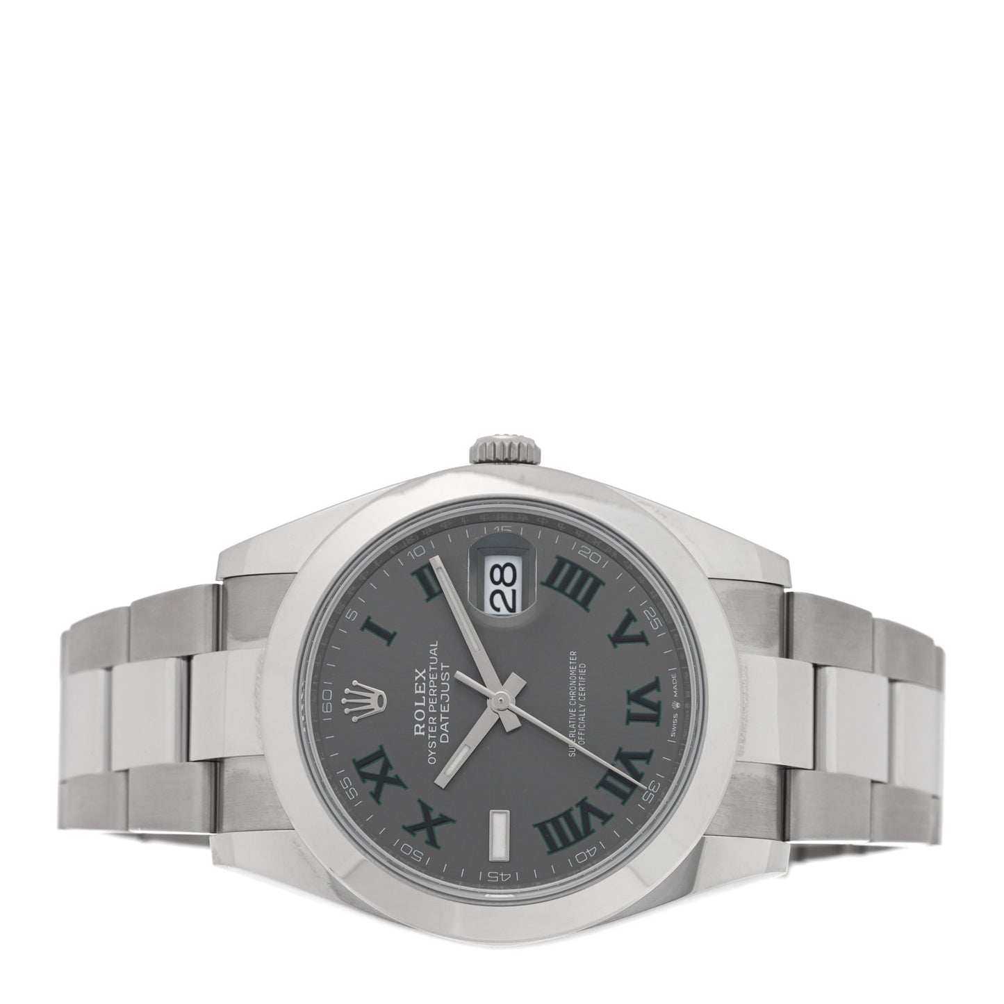 Stainless Steel 41mm Oyster Perpetual Wimbledon Datejust Watch Slate 126300