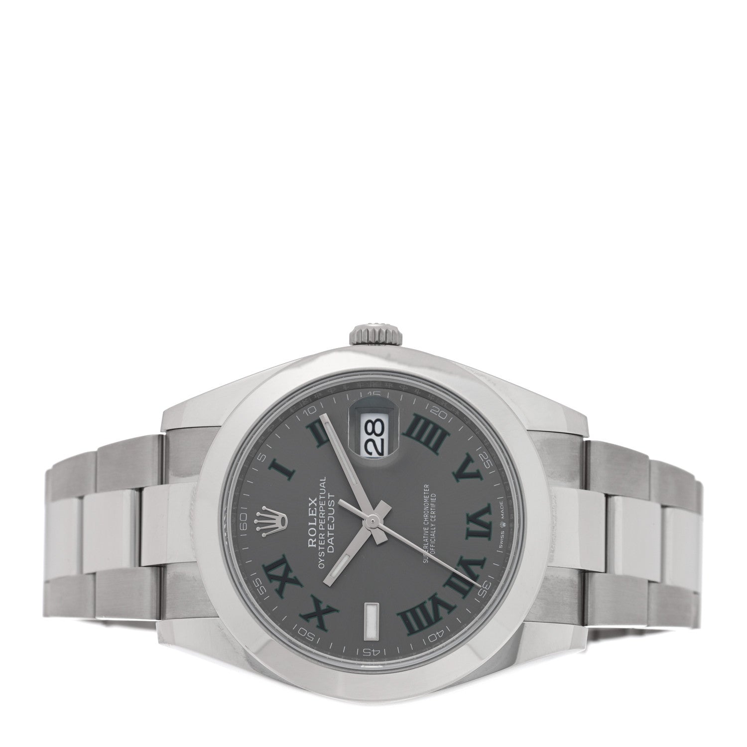 Rolex Stainless Steel 41mm Oyster Perpetual Wimbledon Datejust Watch Slate 126300 2 of 5