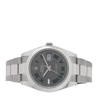 Rolex Stainless Steel 41mm Oyster Perpetual Wimbledon Datejust Watch Slate 126300 2 of 5