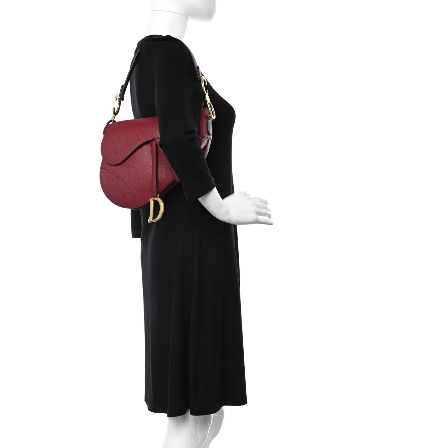 Grained Calfskin Saddle Bag Red