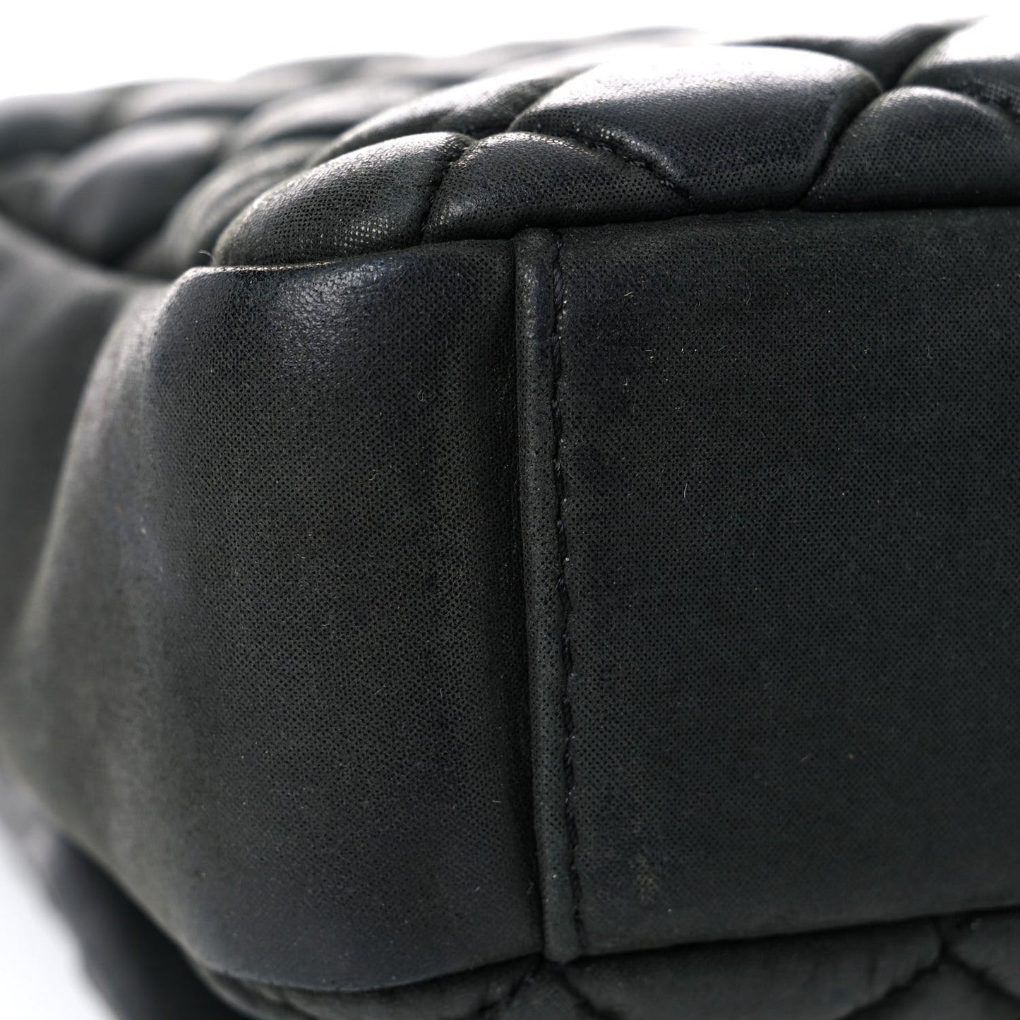 Iridescent Calfskin Quilted Small New Bubble Flap Anthracite