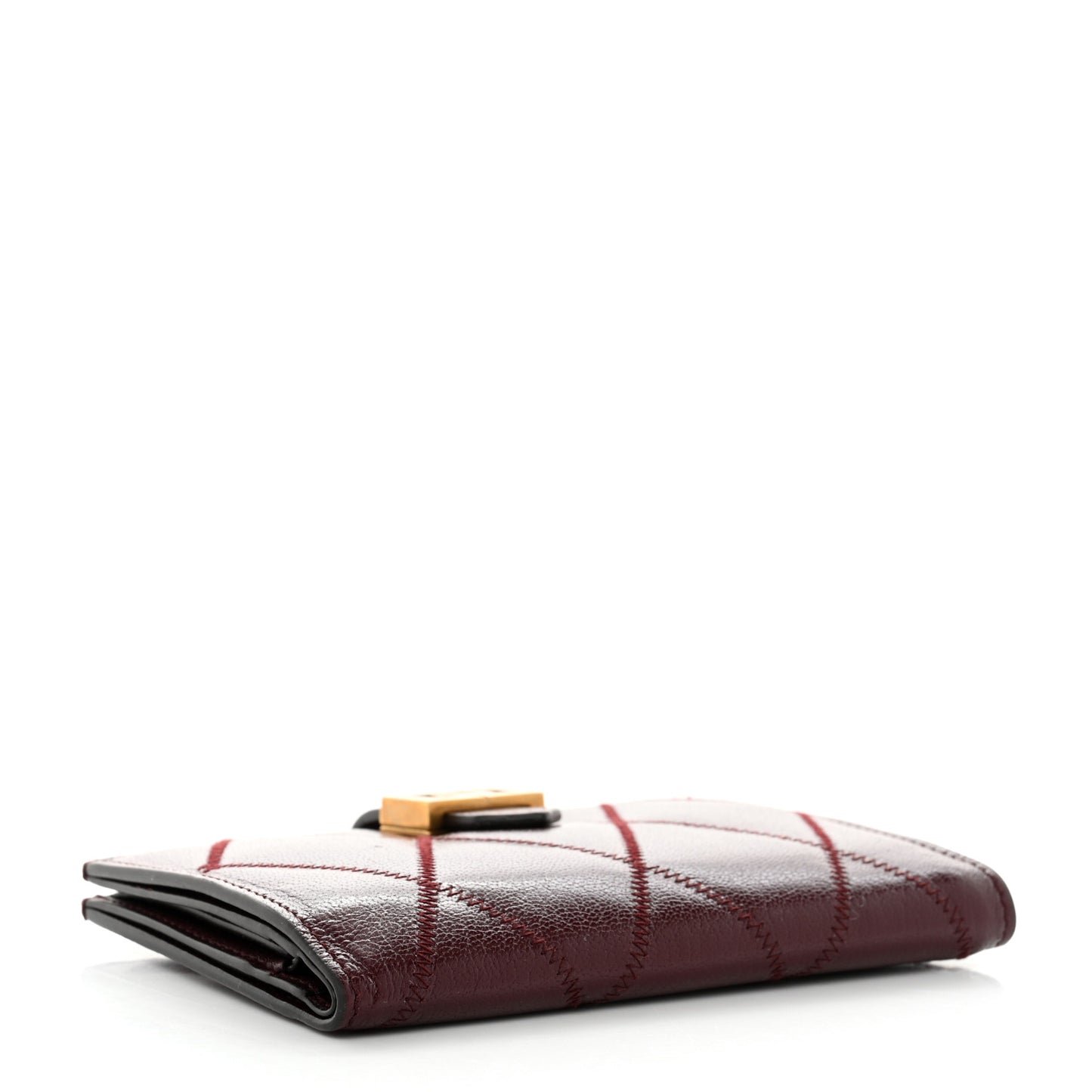 Goatskin Diamond Quilted GV3 Medium Wallet Aubergine