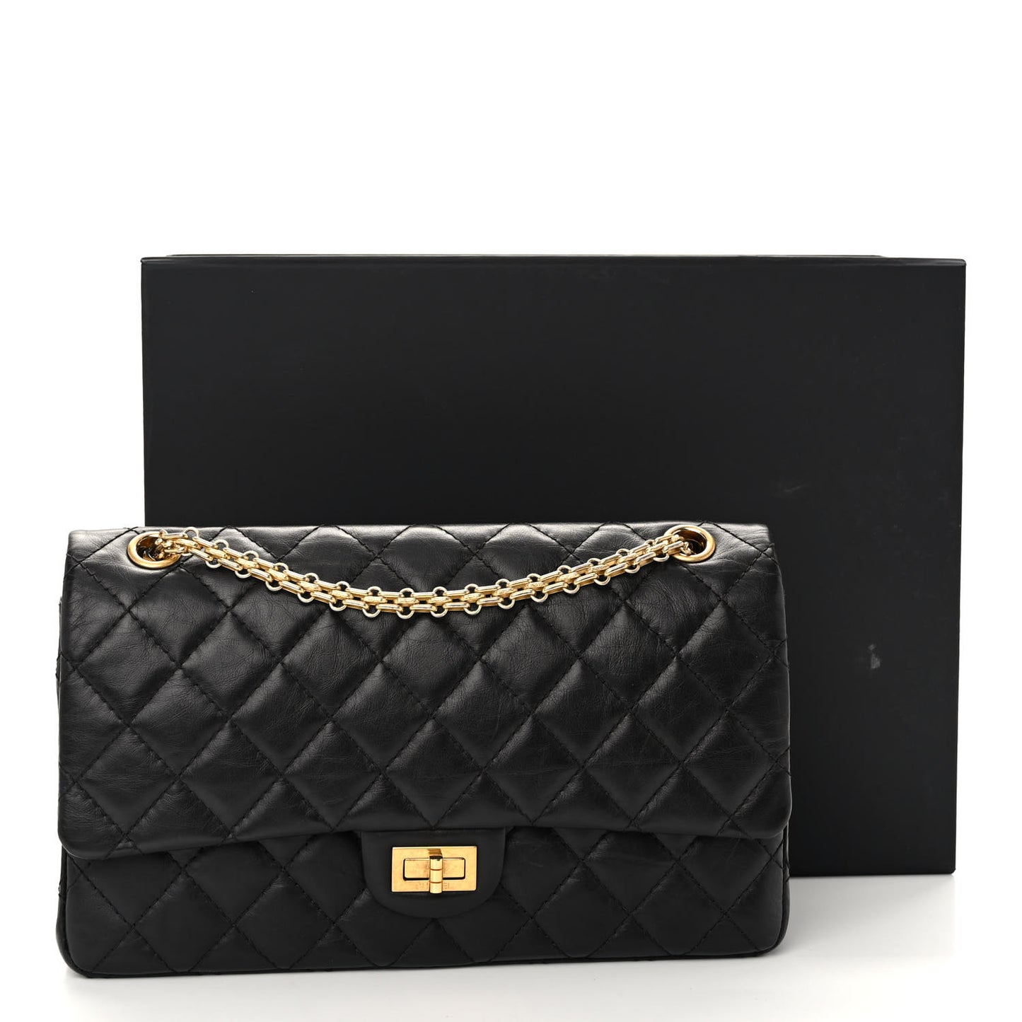 Aged Calfskin Quilted 2.55 Reissue 226 Flap Black