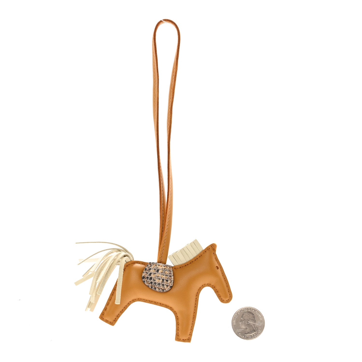 Hermes Milo Lambskin Lizard Touch Grigri Rodeo Horse Bag Charm PM Sesame Craie Desert 2 of 5