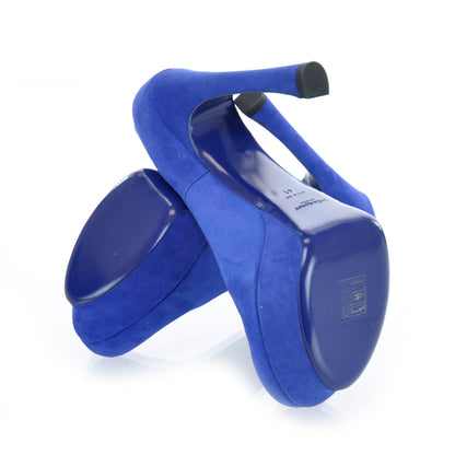 Saint Laurent Suede Palais Platform Pumps 41 Electric Blue 3 of 7