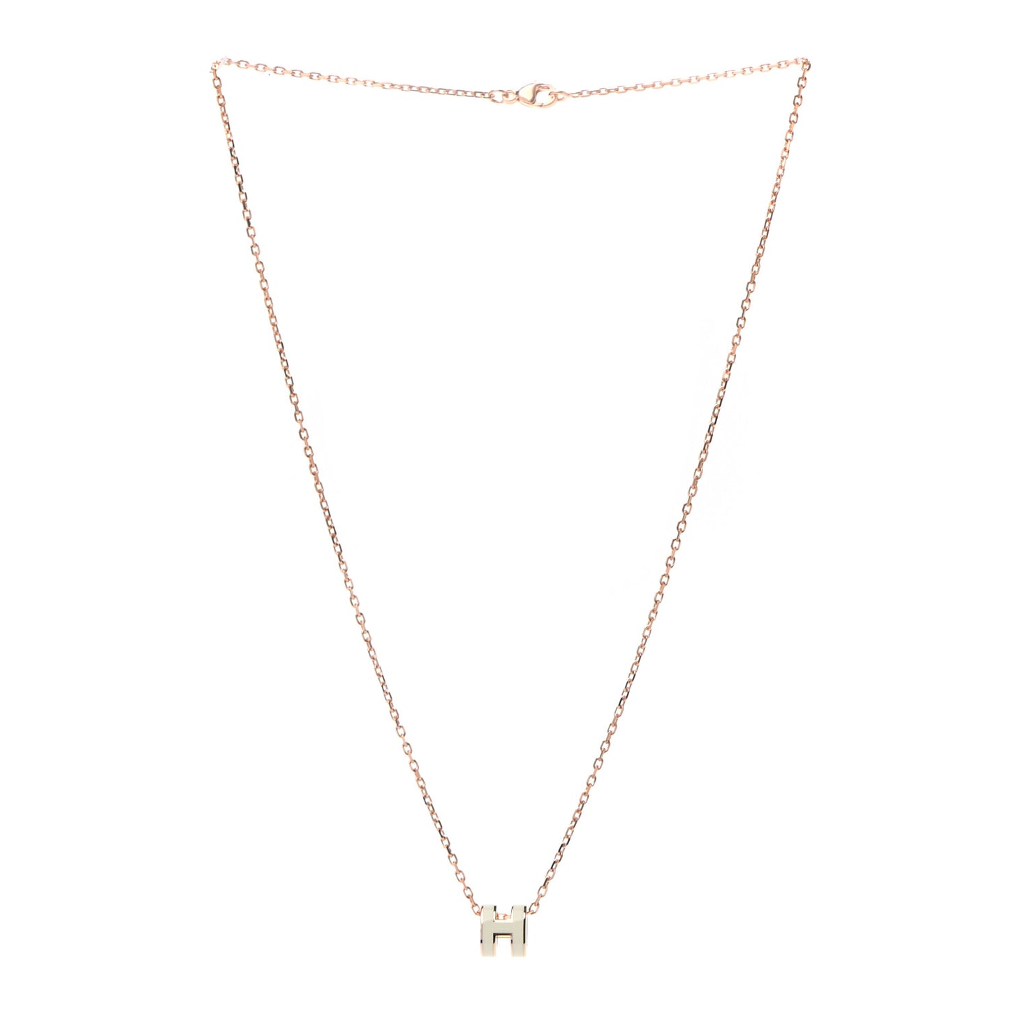 Lacquered Rose Gold Mini Pop H Pendant Necklace White