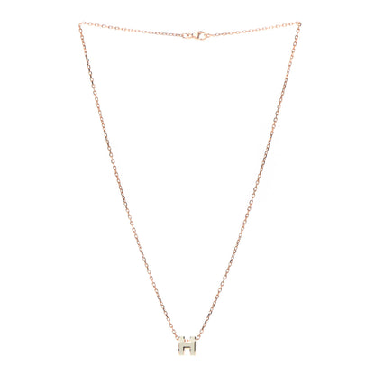 Hermes Lacquered Rose Gold Mini Pop H Pendant Necklace White 3 of 8