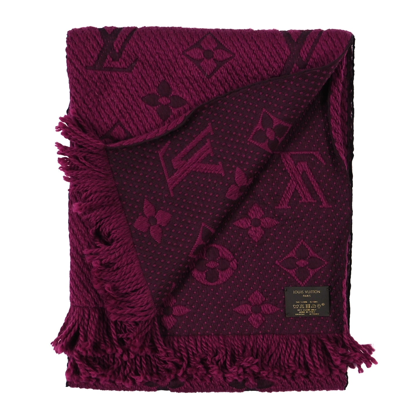Wool Silk Logomania Scarf Cherry