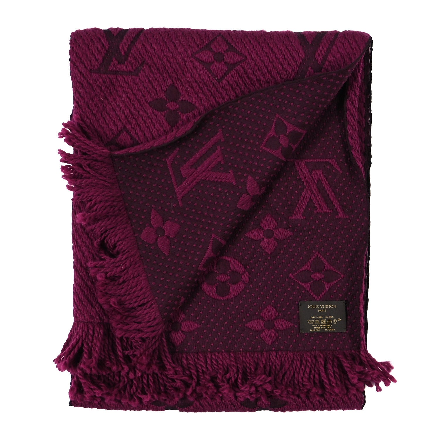 Louis Vuitton Wool Silk Logomania Scarf Cherry 3 of 5