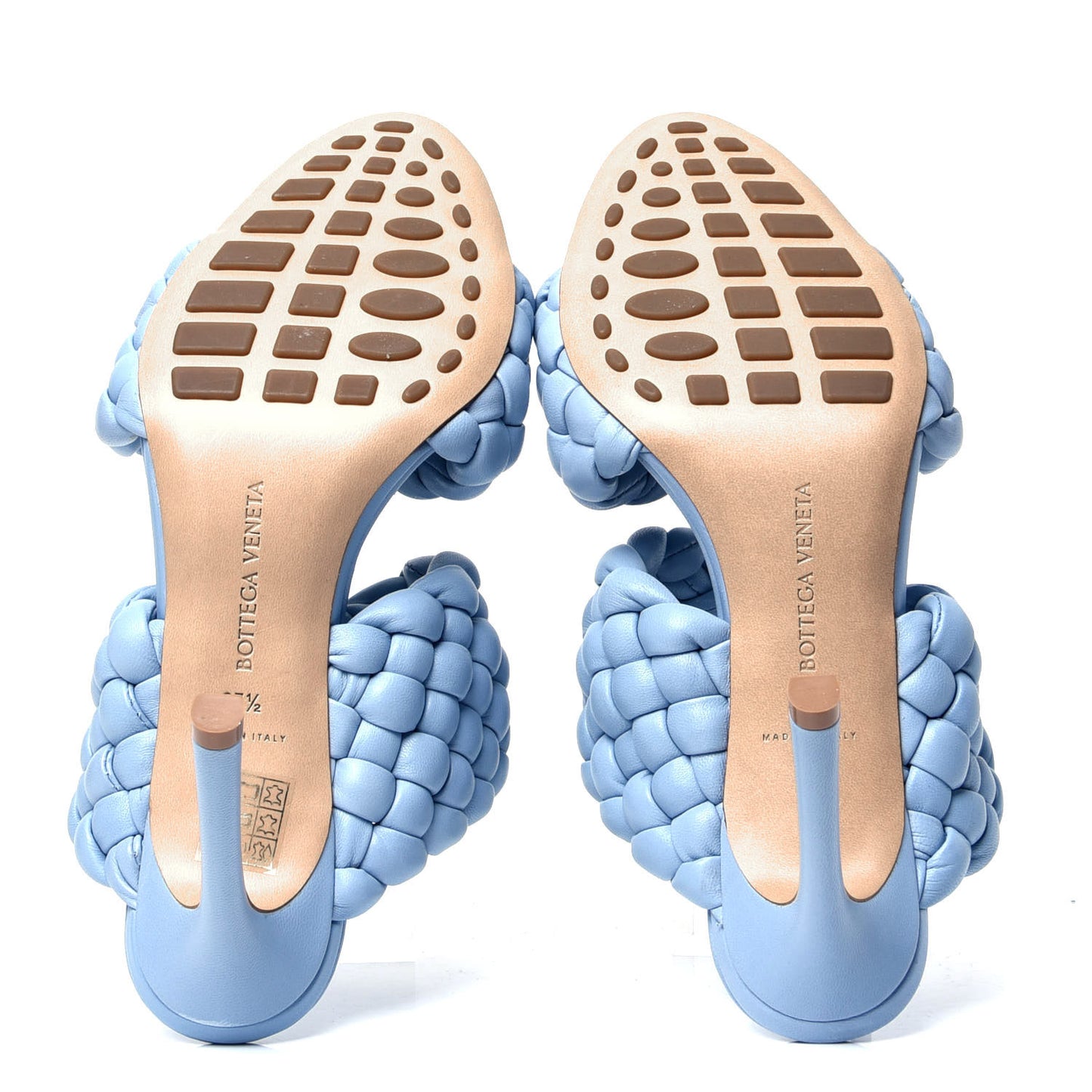 Nappa Twisted Padded Intrecciato Curve Slide Sandals 37.5 Ice