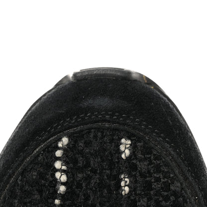 Chanel Tweed Suede Goatskin CC Sneakers 39 Black White 17 of 22