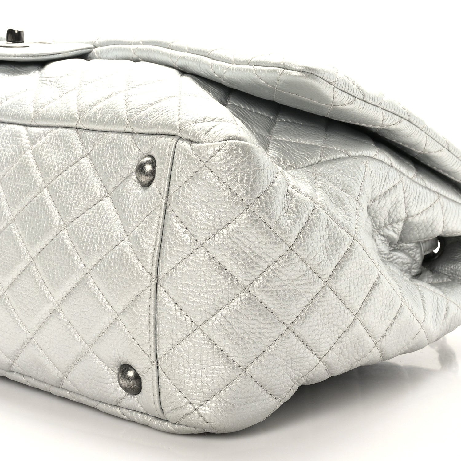 Chanel Metallic Calfskin Quilted XXL Travel Flap Bag Silver 9 of 9
