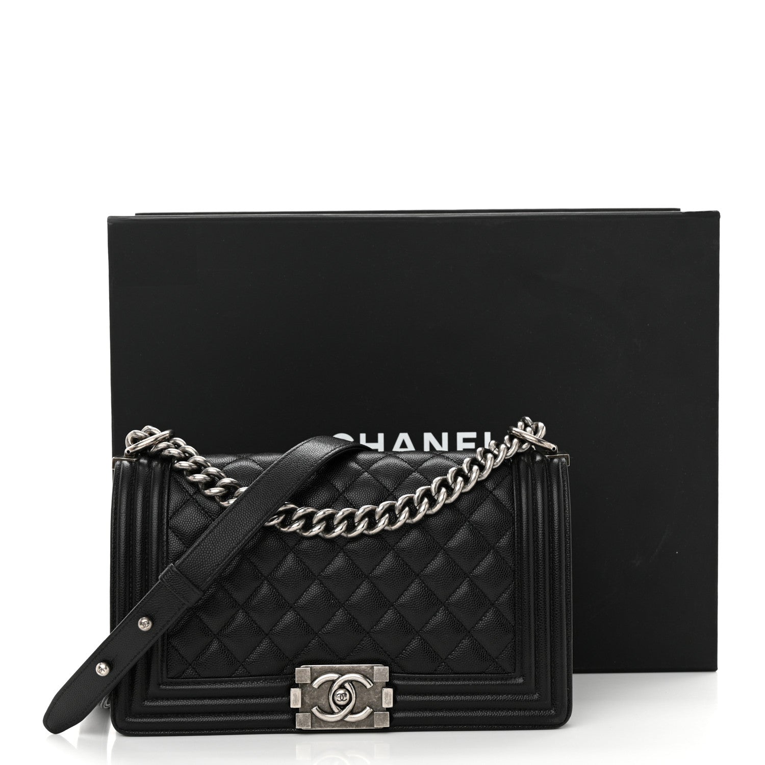 Chanel Caviar Quilted Medium Boy Flap Black 14 of 14