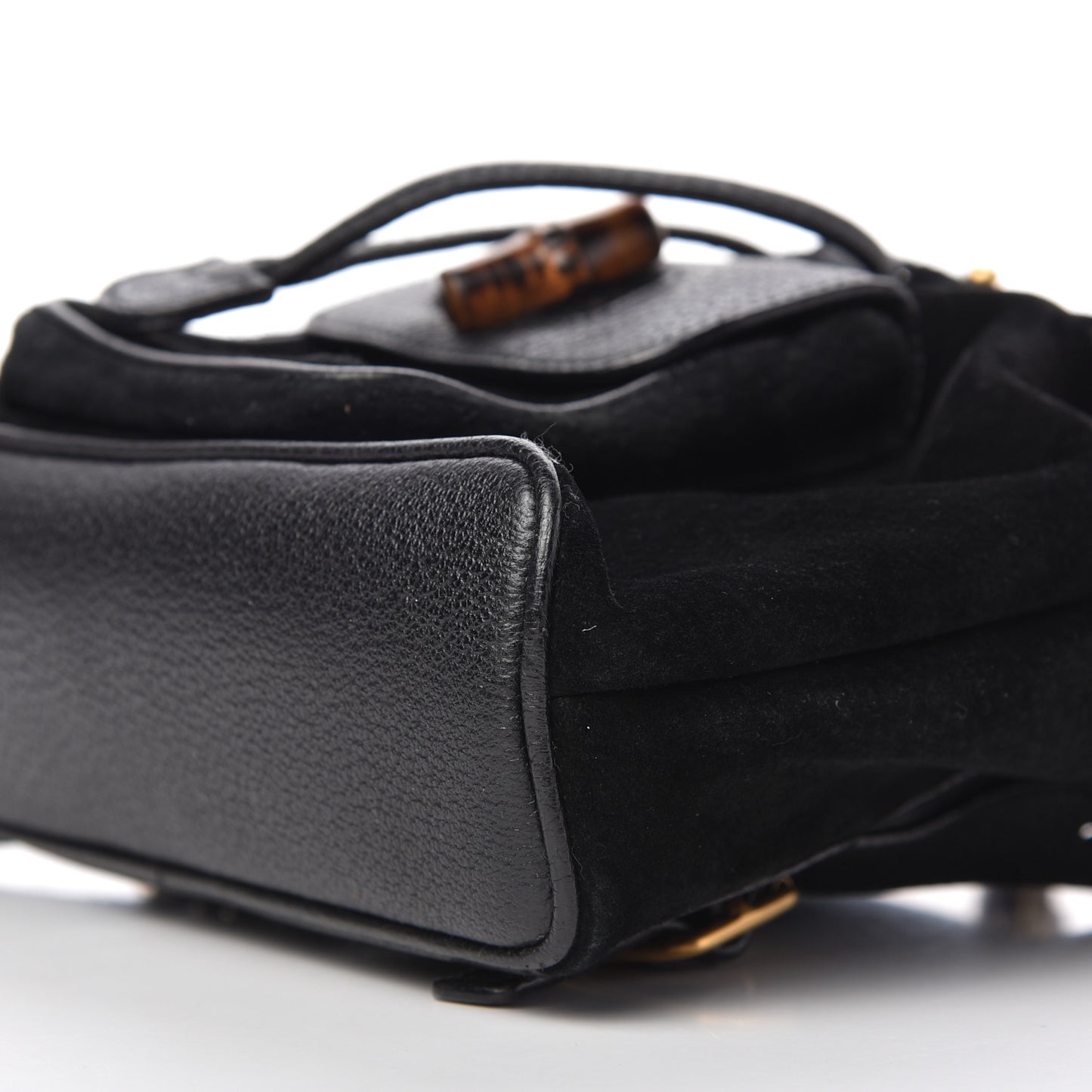 Calfskin Suede Bamboo Backpack Black