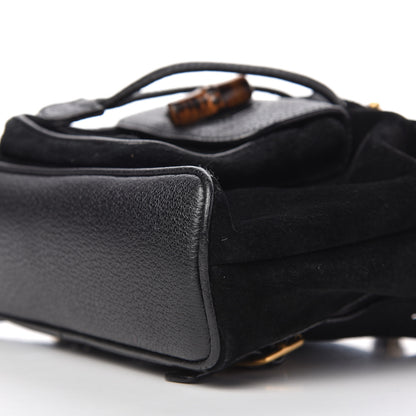Gucci Calfskin Suede Bamboo Backpack Black 7 of 9