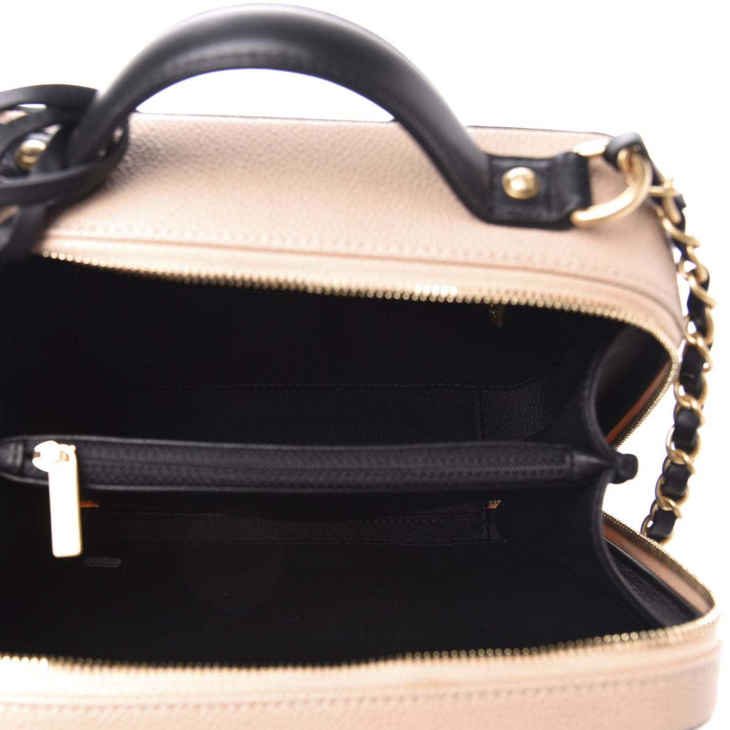 Caviar Quilted Medium CC Filigree Vanity Case Beige Black