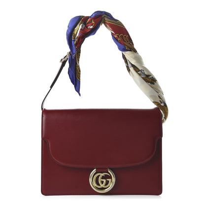 Gucci Textured Calfskin Silk Scarf Medium Torchon GG Ring Shoulder Bag Red 1 of 10