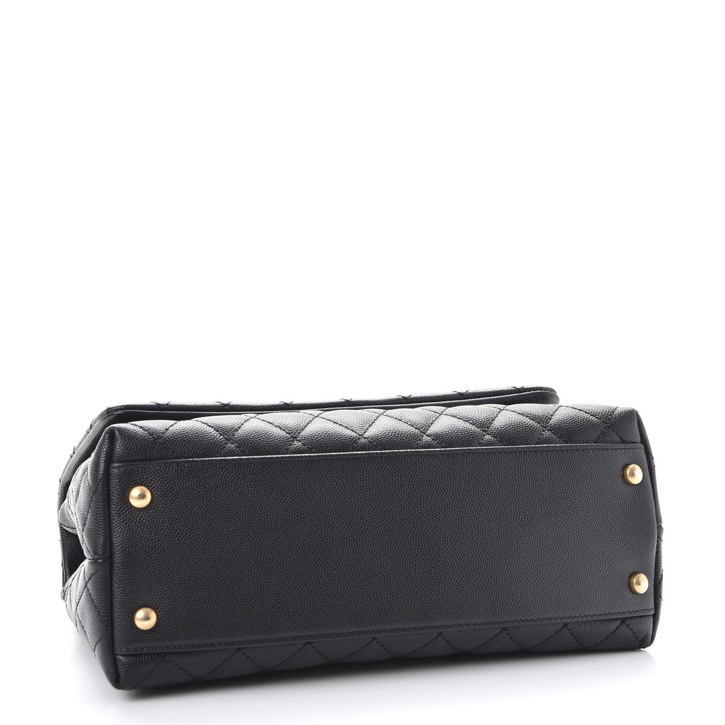 Caviar Lizard Quilted Small Coco Handle Flap Black